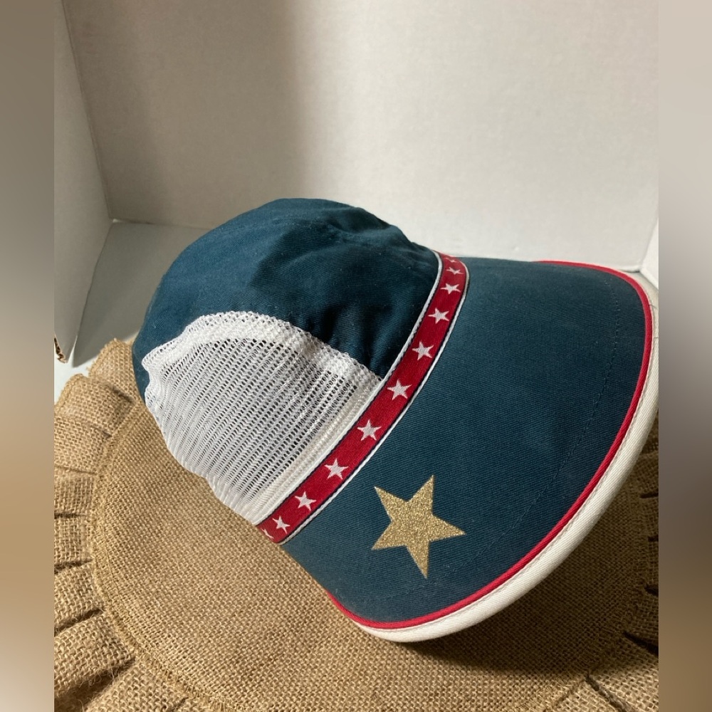 Women's Outdoor Hat - Red, White, Blue - Mesh Sides - Large Brim - Adjustable
